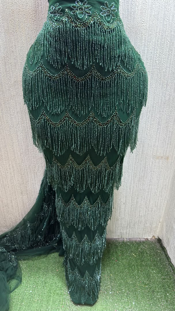 Emerald Green Beaded Fringe