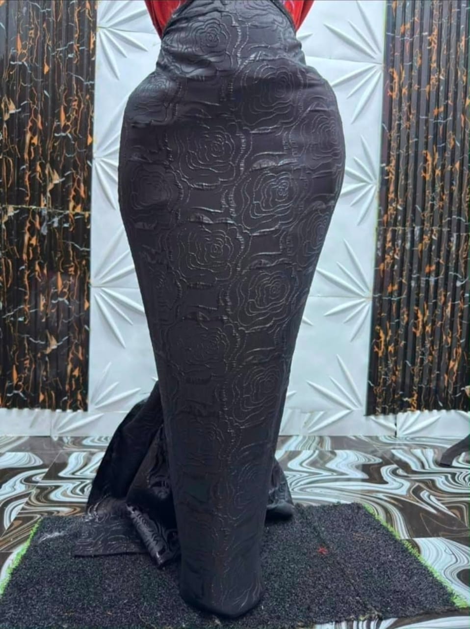 Black embossed floral