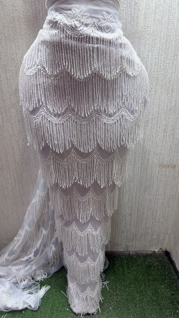 Pearl White Beaded Fringe