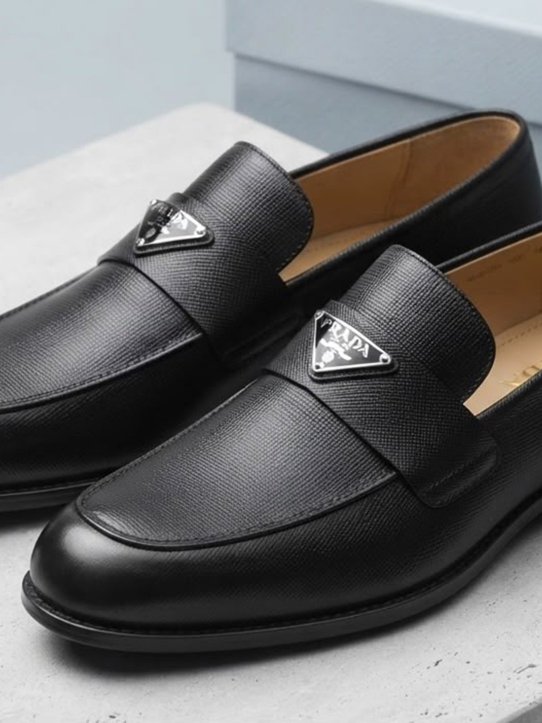 Black Leather Emblem Penny Loafer