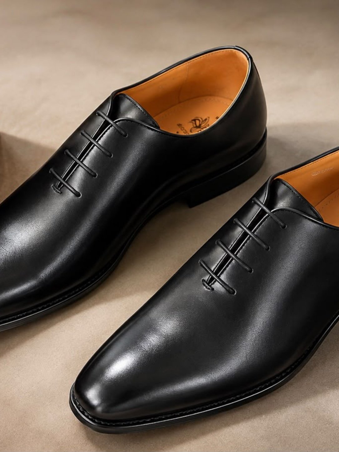 Black Plain-Toe Leather Derby Shoe