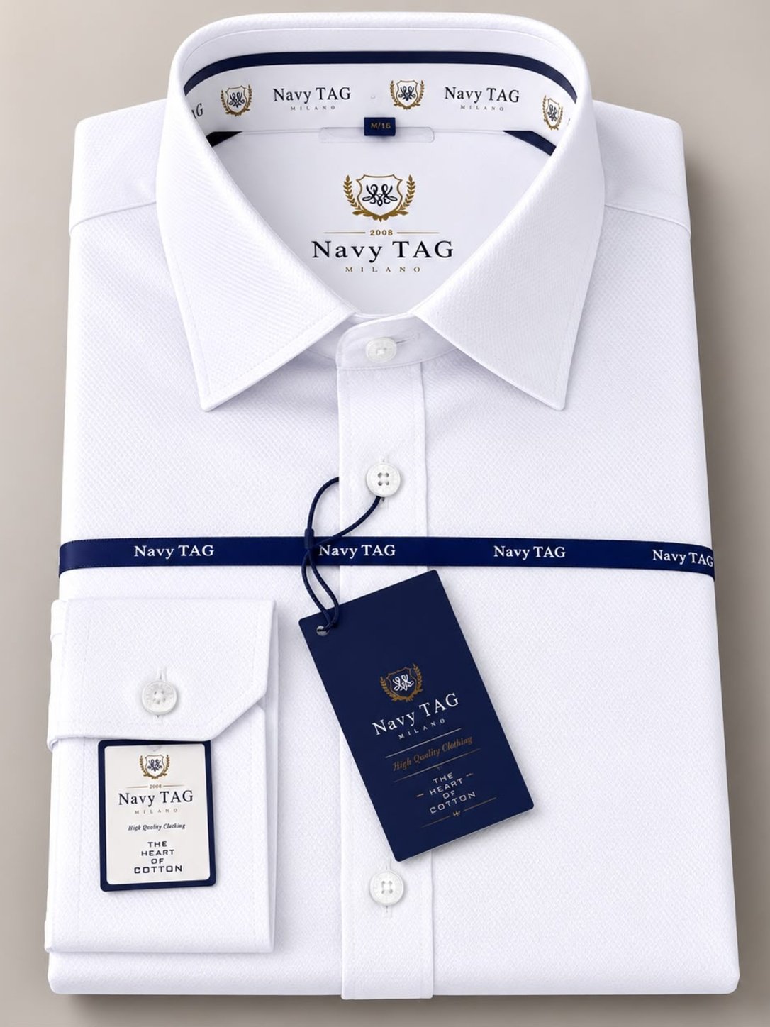 Navy TAG Classic White Long-Sleeve Shirt