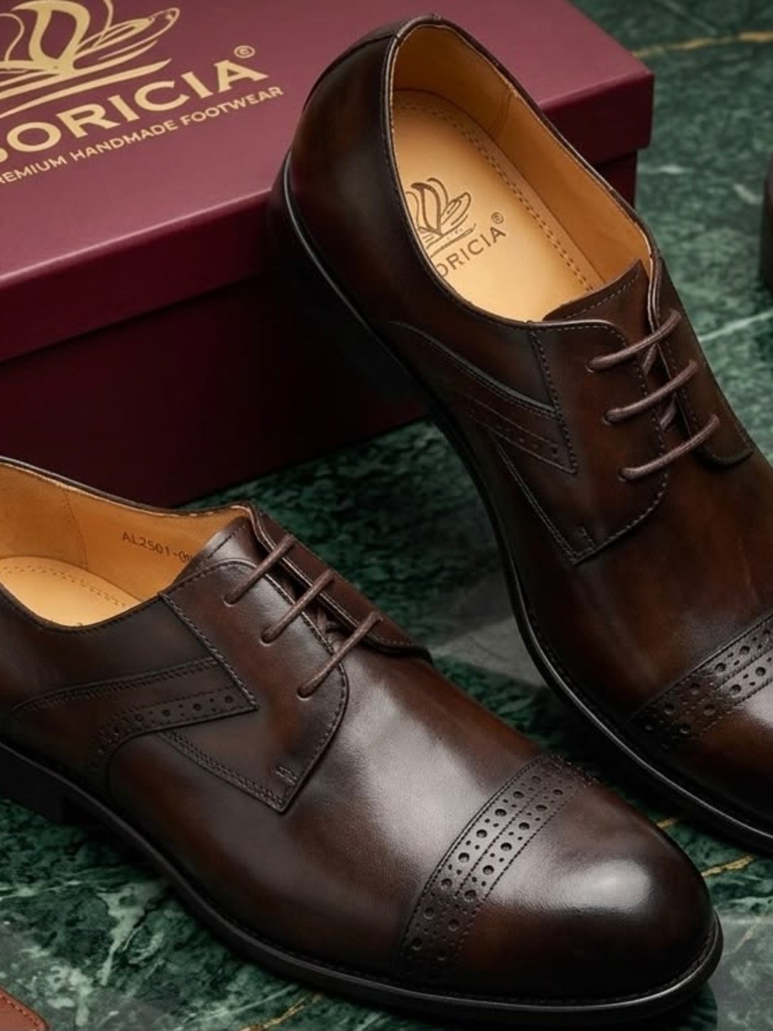 Dark Brown Cap-Toe Leather Derby Shoe