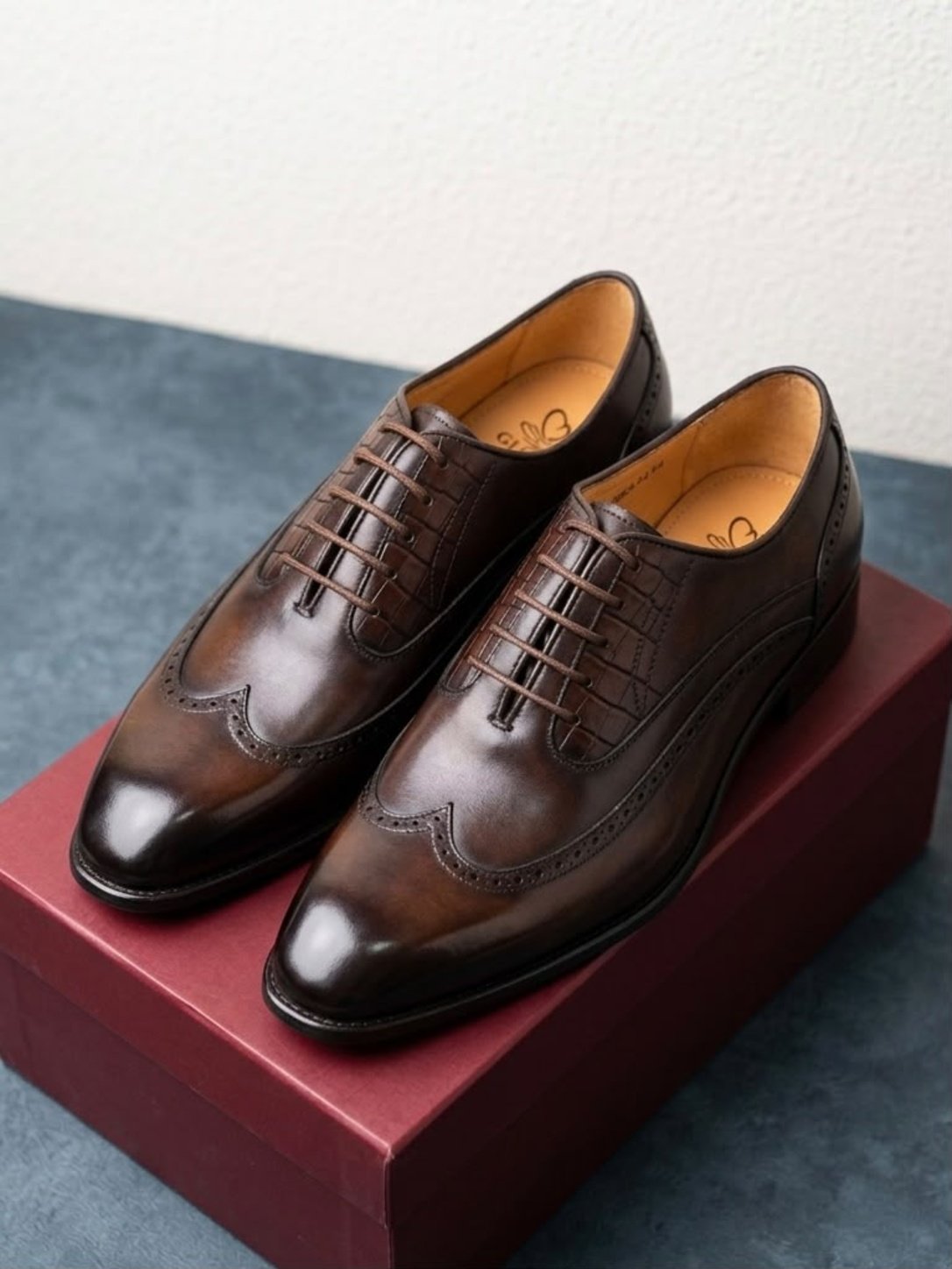 Dark Brown Brogue Leather Oxford Shoe